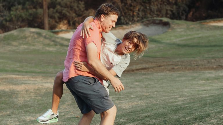 parent having fun with son