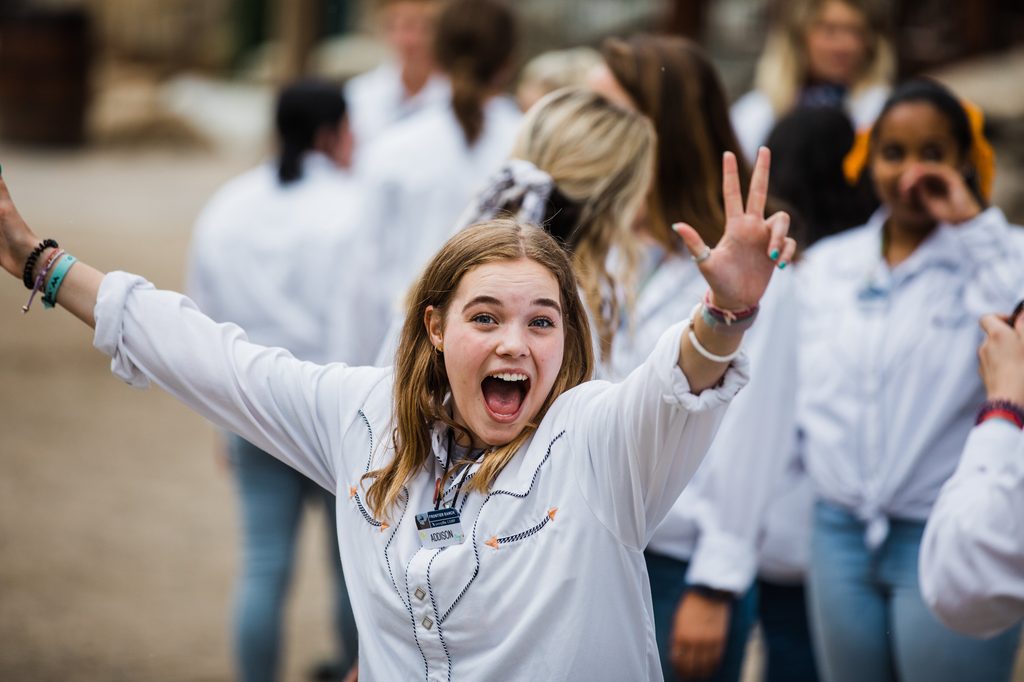 work staff having fun at camp