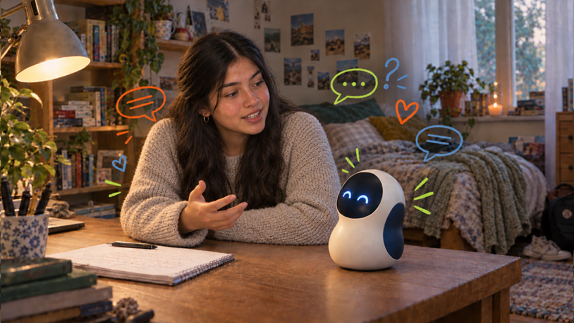 teenage girl speaking with an AI chatbot